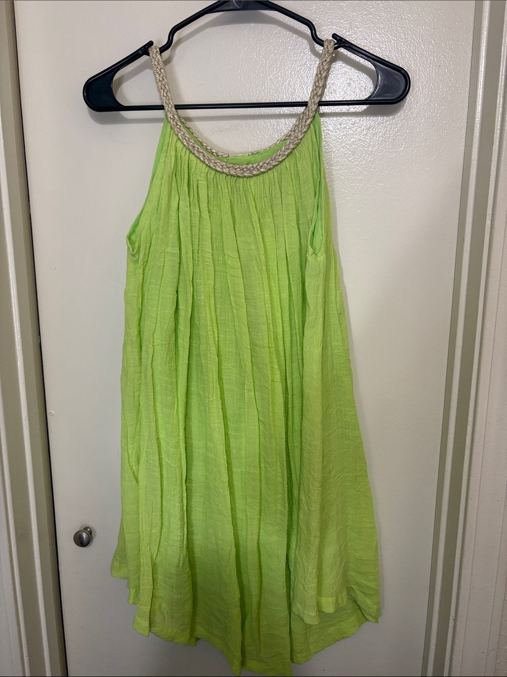 Light Green Halter Summer Dress with Braided Neckline